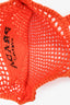 Prada Orange Small Logo Crochet Raffia Tote