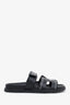 Hermès Black Leather Star Embroidered Chypre Sandal Size 37