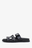 Hermès Black Leather Star Embroidered Chypre Sandal Size 37