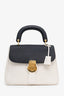 Burberry Black/White Leather DK88 Medium Top Handle Bag With Strap