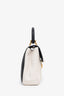 Burberry Black/White Leather DK88 Medium Top Handle Bag With Strap
