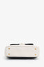 Burberry Black/White Leather DK88 Medium Top Handle Bag With Strap