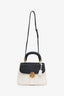 Burberry Black/White Leather DK88 Medium Top Handle Bag With Strap
