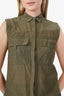 Helmut Lang Green Cotton/Silk Sleeveless Blouse Size P