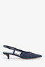 Gucci Blue Denim Crystal-embellished GG Slingback Pumps Size 37.5