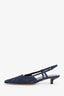 Gucci Blue Denim Crystal-embellished GG Slingback Pumps Size 37.5