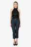 Pre-Loved Chanel™ 05C Blue Denim Pearl CC Embellished Jeans Size 38