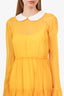 Gucci Yellow Silk 'Chiffon' Mini Dress Size 42