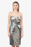Alex Perry Silver Metallic Sequin Sweetheart Strapless Mini Dress Size 10