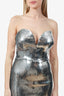 Alex Perry Silver Metallic Sequin Sweetheart Strapless Mini Dress Size 10