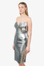 Alex Perry Silver Metallic Sequin Sweetheart Strapless Mini Dress Size 10