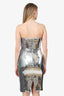 Alex Perry Silver Metallic Sequin Sweetheart Strapless Mini Dress Size 10