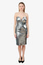 Alex Perry Silver Metallic Sequin Sweetheart Strapless Mini Dress Size 10