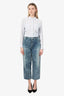Balenciaga Blue Logo Denim Straight Leg Jeans Size 27 (Altered)