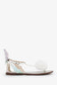 Sophia Webster Silver Butterfly Pom-pom T-Strap Sandals Size 40
