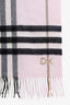 Burberry Pink Nova Check Cashmere Tartan Scarf with 'DK' InitIals