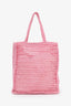 Prada Pink Raffia Crochet Logo Tote Bag