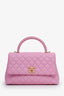 Pre-Loved Chanel™ 23P Pink Caviar Medium Coco Top Handle Bag With Strap