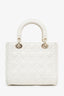 Christian Dior 2019 White Cannage Medium Lady Dior Top Handle