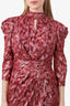 Jonathan Simkhai Pink Metallic Jacquard Draped Dress Size 6
