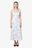 Zimmermann White/Blue Linen Floral Print Dress Size 4