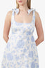 Zimmermann White/Blue Linen Floral Print Dress Size 4