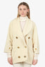 Pre-Loved Chanel™ 93P Cream Wool CC Button Double Breasted Coat Size 48