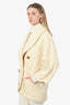 Pre-Loved Chanel™ 93P Cream Wool CC Button Double Breasted Coat Size 48