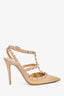 Valentino Beige Patent Leather Cage Rockstud Heels Size 39
