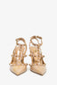 Valentino Beige Patent Leather Cage Rockstud Heels Size 39