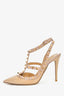 Valentino Beige Patent Leather Cage Rockstud Heels Size 39