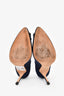 Manolo Blahnik Navy Satin Embellished Hangisi Heels Size 38.5