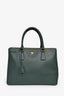 Prada Dark Green Saffiano Leather Double Zip Large Galleria wtih Strap