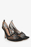 Bottega Veneta Black Mesh Square Toe Heels Size 39.5
