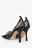 Bottega Veneta Black Mesh Square Toe Heels Size 39.5