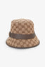 Gucci Brown Canvas/Leather GG Monogram Bucket Hat Size L