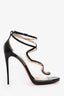 Christian Louboutin Black Patent/PVC Aqua Ronda Slingback Sandals Size 41