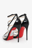 Christian Louboutin Black Patent/PVC Aqua Ronda Slingback Sandals Size 41