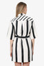 Maje Black/White Striped Cotton Belted Shirt Dress Size 1
