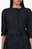 Burberry Navy Nylon Belted Short Sleeve Midi Dress Size 6