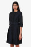 Burberry Navy Nylon Belted Short Sleeve Midi Dress Size 6