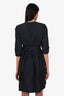 Burberry Navy Nylon Belted Short Sleeve Midi Dress Size 6