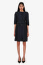 Burberry Navy Nylon Belted Short Sleeve Midi Dress Size 6