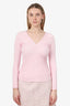 Sandro Pink Ribbed Cotton V-Neck Top Size 1