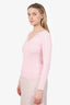 Sandro Pink Ribbed Cotton V-Neck Top Size 1