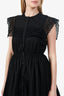 Sandro Black Cotton Button-Down Tiered Dress Estimated Size Small