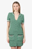 Maje Green Crochet V-Neck Midi Length Dress Size 38