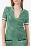 Maje Green Crochet V-Neck Midi Length Dress Size 38