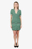 Maje Green Crochet V-Neck Midi Length Dress Size 38