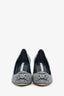 Manolo Blahnik Black/White Patterned Crystal Embellished Heels Size 36.5